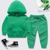 Green + green solid color hooded sweatshirt set / 90cm