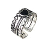 Black painted heart ring / adjustable opening