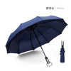 [automatic] 10 bone curved handle silver shine business umbrella - navy blue