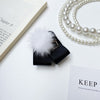 Mink fur small black diamond holder-white