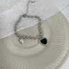 Iron chain black heart bracelet