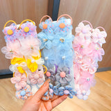 New children's net yarn flower hair rope set does not hurt hair accessories hair ring baby tie head rope princess headdress wholesale