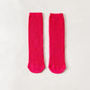 Double needle straight socks - rose red / no heel (one size fits all)