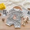 Black and white grid [short sleeves] / 66cm