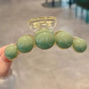 Green five beads hair clip