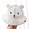 White solid bear bucket hat / 3 months-2 years old 45-48cm-one size (with windproof rope)