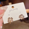 Red plaid grass stud earrings
