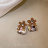 Sparkling diamond lacquer small flower stud earrings