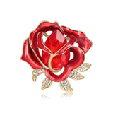 Retro new crystal rose brooch dripping oil rhinestone flower coat corsage anti-exposure pin accessories for women