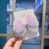 4# double layer sequin bow tie hairpin - colorful white