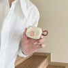 Headphone case - gold foil camellia - brown circle - apricot / airpods 1/2 generation