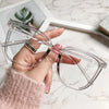 Transparent gray frame / non-prescription flat mirror