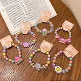 Cute Girl Heart Cartoon Pattern Jelly Beads Bracelet Little Princess Children's Baby Bracelet Wholesale