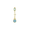 One yellow gold beige blue diamond earrings / copper (with earplugs)