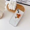 Gold leaf-coffee white flower plate / iphone 7/8/se 2020