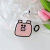 Headphone cover - big eyed pig - with black circle - transparent / airpods 1/2 generation