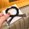 Pure black pearl knotted hair tie