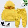 Yellow + yellow solid color hooded sweater suit / 90cm