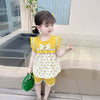 Yellow short sleeve printed skirt / 73
