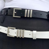 Simple basic models, niche silver buckle black and white belts, versatile and fashionable belts for boys and girls
