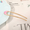 Alloy dripping oil u-shaped hairpin-crescent pink / qiyue factory direct sales