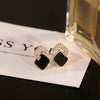 K gold black rhinestone diamond stud earrings