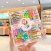 About 40 colored rubber bands + 14 five-petal flower clips