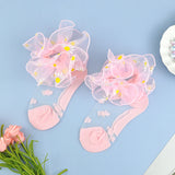 Summer new children's socks sunflower glass stockings breathable refreshing baby socks printed embroidery girls cotton socks