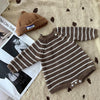 Striped woolen romper (gray) / 66cm