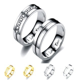 I LOVE YOU couple ring Korean titanium steel diamond zircon ring female baby's breath simple INS ring bracelet