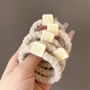 Beige bear label hair band single