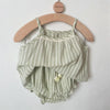 Green strip small lace pattern camisole + shorts / 66cm