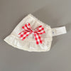 White-red plaid bow / s-head circumference 35-42cm [0-10 months]
