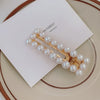 Square pearl hair clip / 14k