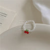 Transparent cherry beaded ring