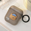 Headphone cover - blue hat bear - with black circle - through gray / airpods 1/2 generation