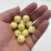 Hand-painted beads - daisies - yellow