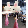 3# plush tassel bell rabbit hair clip-white 2pcs