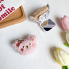 Flip mirror stand - plush strawberry bear head - pink