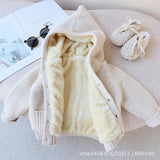 2023 new autumn and winter clothes girls thickened hooded lamb velvet plus fleece sweater coat girl baby baby cardigan