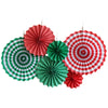 Red and green paper fan flower / 40cm, 30cm, 20cm each 2