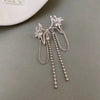 Diamond star tassel stud earrings