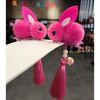 5# plush tassel bell rabbit hair clip - rose pink 2pcs