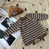 Striped woolen romper (gray) / 66cm