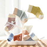 Baby socks spring and autumn cute contrast color newborn socks men and women baby breathable loose mouth non-slip floor socks girls