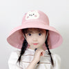 Cartoon big brim pink / 3-8 years old (hat circumference 50-54cm) + windproof rope