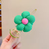 7#pure color flower ponytail clip-green
