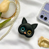 3d black cat head bracket - gold blue
