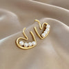Notched heart pearl stud earrings