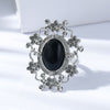 Black gem vintage flower silver